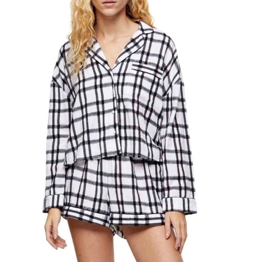 TOPSHOP Check Short Pajamas